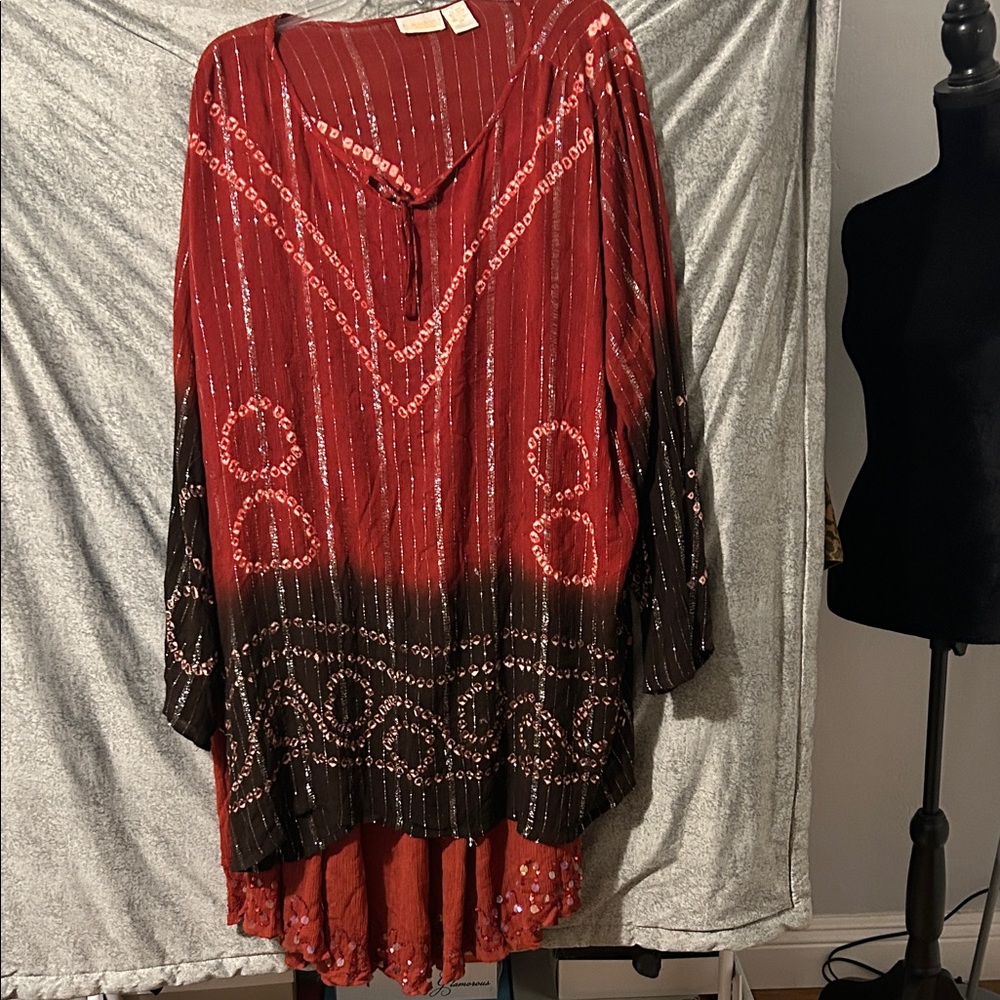 Roaman's Vibrant Red Maxi Dress